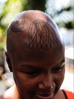 Scalp tattoo by Dillon Forte #DillonForte #LondonTattooConvention #LondonTattooConvention2019 #London #tattooconvention #blackwork #linework #scalp #Egyptian #lotus