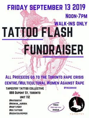 Tapestry Collective - Toronto Tattoo Studio - tattoo flash fundraiser for rape crisis centre - #TapestryCollective #Toronto #tattooflash #tattooflashevent #tattooevent #fundraiser