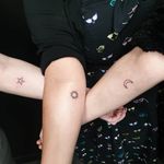 Friendship Tattoos for 3 People by ohlolatattoo #ohlolatattoo #bestfriendtattoos #friendshiptattoos #friendtattoos #bfftattoo #matchingfriendtattoos #illustrative #linework #star #moon #sun