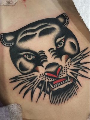 Traditional tattoo by Enrico Grosso aka Henry Big #EnricoGrosso #HenryBig #traditional #americantraditional #trad #traditionaltattoo #panther #cat