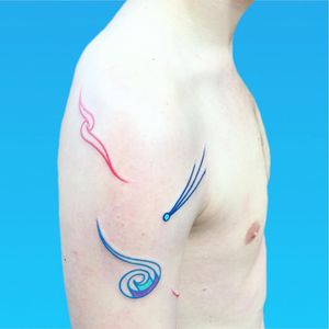 Surreal abstract illustrative tattoo by Paolo Bosson #PauloBosson #TattoodoApp #tattooartist #tattooart #tattooidea #inspiringtattoo #besttattoo #awesometattoo #abstract #surreal #strange #unique #color #Linework