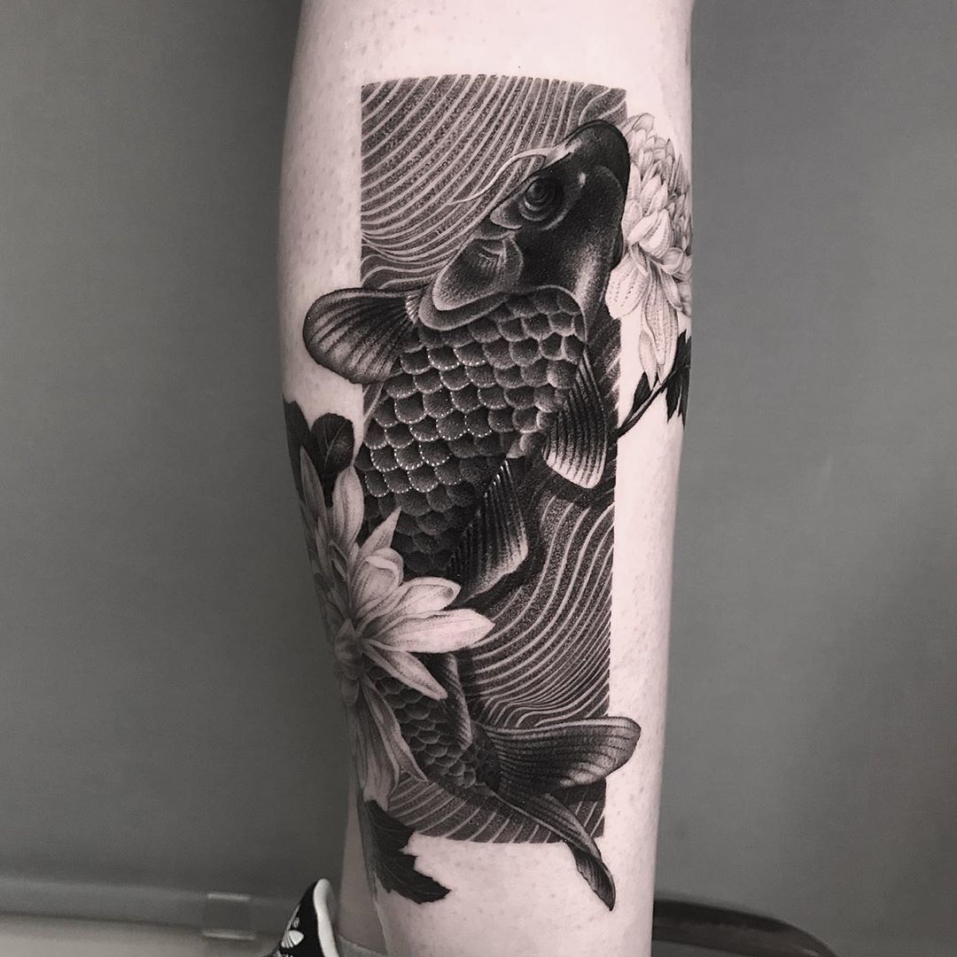 Black  Grey Japanese Koi Tattoo  Slave to the Needle