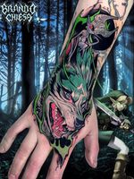 Wolf tattoo by Brando Cheisa #BrandoCheisa #wolftattoo #wolftattoos #wolf #animal #nature #wolves #newschool #anime #manga #illustrative #videogame #newschoolwolftattoo #handtattoo #color