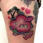 Heart tattoo by Roberto Euan aka goldlagrimas #RobertoEuan #goldlagrimas #hearttatotos #hearttattoo #hearts #heart #love #swimmingpool #sparkle #newschool #swim #vacation #palmtree