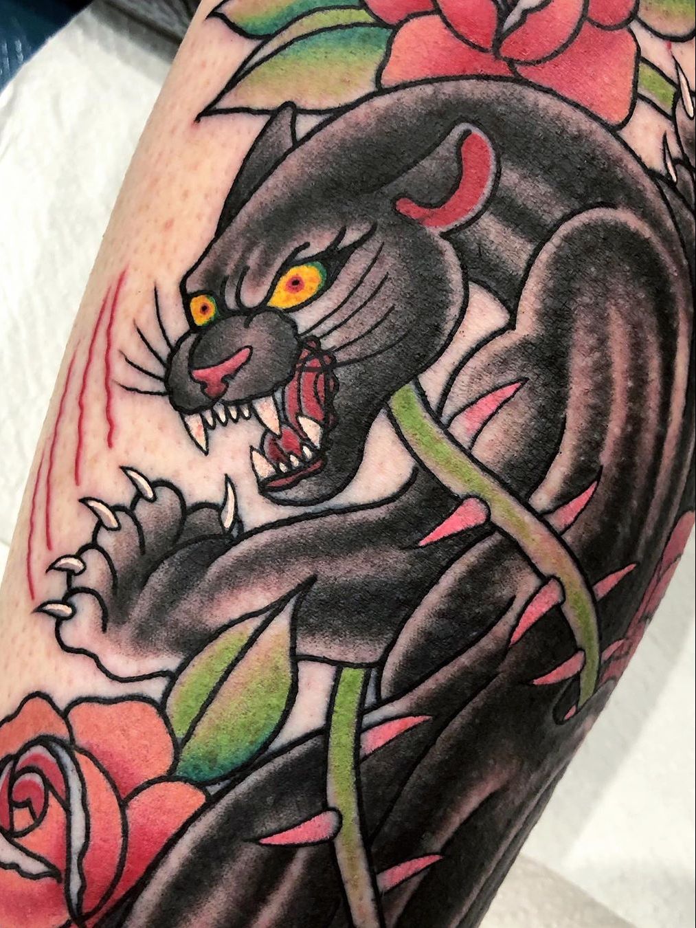 Classic panther by @lukejinks - Tattoogrid.net