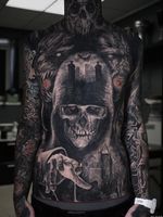 Horror tattoo by Timur Rumit #TImurRumit #horrortattoos #horrortattoo #horror #darkart #evil #demon #darkness #death #reaper #bat @wolf #zombie #realism #realistic #graveyard #bodysuit #chesttattoo