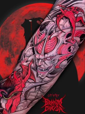 Horror tattoo by Brando Chiesa #BrandoChiesa #horrortattoos #horrortattoo #horror #darkart #evil #demon #darkness #death #vampire #devil #hell #snake #anime #manga #gore #monster #armtattoo #color