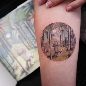Where the Wild Things Are - illustrative tattoo by Eva Krbdk #EvaKrbdk #tattooideas #tattooidea #tattooinspiration #tattoodesign #tattoodesignidea #tattooinspo #illustrative #wherethewildthingsare #childrensbook #mauricesendak