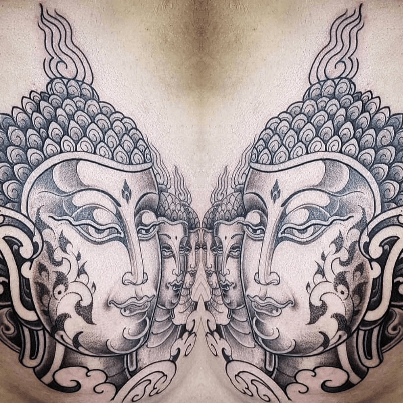 Buddha tattoo by Pepe Vicio #PepeVicio #buddhisttattoo #buddhatattoo #buddhism #buddha #enlightenment #meditation #easternreligion #dotwork #illustrative #blackandgrey