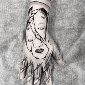 Tattoo by Oscar Hove #OscarHove #blackwork #blackworktattoo #hand #face