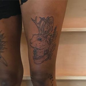 Jackalope tattoo by Rowen Aurora - Tapestry Collective - Toronto Tattoo Studio - tattoo flash fundraiser for rape crisis centre - #TapestryCollective #Toronto #tattooflash #tattooflashevent #tattooevent #fundraiser #RowenAurora
