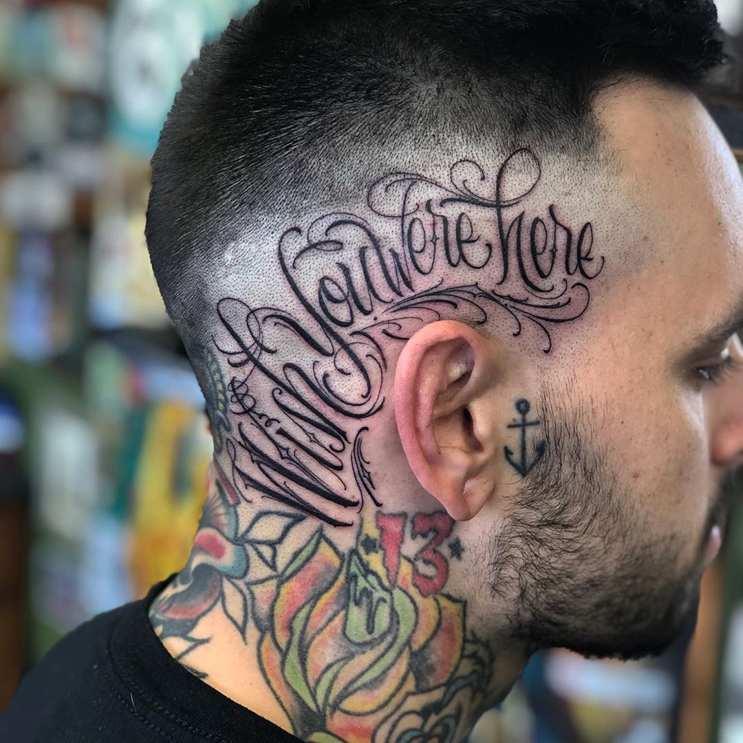 Sullen Clothing  Are face tattoos acceptable yet WE LOVE THIS SCRIPT  THOOOO Killer work from Baganos Richard Nunes   Facebook