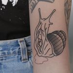 Snail tattoo by Aleksy Marcinow #aleksymarcinow #snailtattoo #snailtattoos #snail #nature #animal #illustrative #surreal #shunga #erotica #linework #dotwork #armtattoo