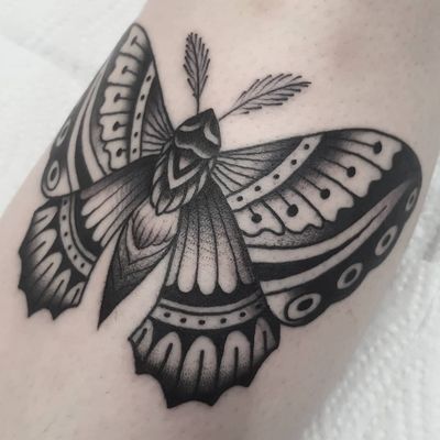 Moth tattoo by Nikko Barber aka nikkotattooer #NikkoBarber #Nikkotattooer #Berlintattoo #tattooBerlin #traditional #AmericanTraditional #blackwork #oldschool #moth #wings #butterfly