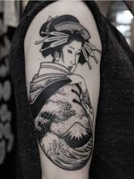 Great Wave Geisha tattoo by Jan Willem #JanWillem #finearttattoos #arthistory
