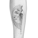 Illustrative tattoo by Peter Laeviv #PeterLaeviv #realism #illustrative #linework #intricate #detailed #fineline #dna #portrait #science