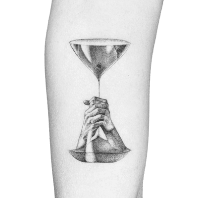Illustrative tattoo by Peter Laeviv #PeterLaeviv #realism #illustrative #linework #intricate #detailed #fineline #abstract #hourglass #hands