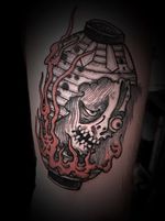 Chochin Obake tattoo by Bang Ganji #BangGanji #GanjiBang #finearttattoos #arthistory #chochinobake #lantern #yokai #demon #fire #ghost #Japense #ukiyoe