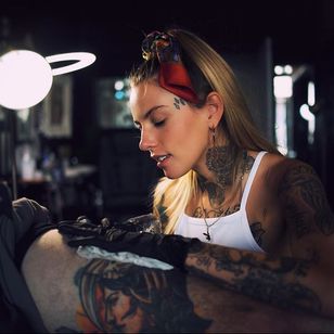 Photo of Courtney Lloyd of Femme Fatale Tattoo in London by Chris Stockings #CourtneyLloyd #femaletattooartist #femaletattooers #womxn