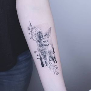 Fennec fox tattoo by Pat aka patricetattoo #Pat #patricetattoo