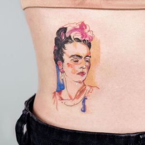 Frida Kahlo tattoo by Pauline of Studio by Sol #Pauline #StudiobySol #Seoul #Seoultattooartist #Koreantattooartist #Korea #FridaKahlo #portrait #fineart #illustrative