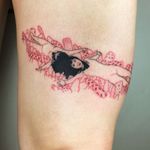 Yayoi Kusama tattoo by Shannon E Perry #ShannonEPerry #finearttattoos #arthistory #YayoiKusama #surrealism #popart #portrait #dots #polkadots #modernart