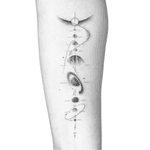 Illustrative tattoo by Peter Laeviv #PeterLaeviv #realism #illustrative #linework #intricate #detailed #fineline #abstract #solarsystem #moon #earth #saturn #nepture