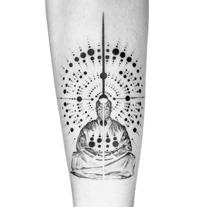Illustrative tattoo by Peter Laeviv #PeterLaeviv #realism #illustrative #linework #intricate #detailed #fineline #abstract #buddha #meditation #dots