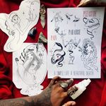 Tattoo Flash by Sanyu for Ink the Diaspora X Welcome Home Tattoo Tattoo Flash and Panel Event : The Experience of a Black Tattooer #InktheDiaspora #WelcomeHomeTattoo #Brooklyn #NewYork #flashevent #tattooflash #blacktattooer #poc #Sanyu