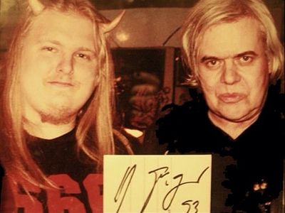 Paul Booth with HR Giger in 1993 #HRGiger #PaulBooth #LastRites #BoothGallery #biomechanical #darkart #surrealism