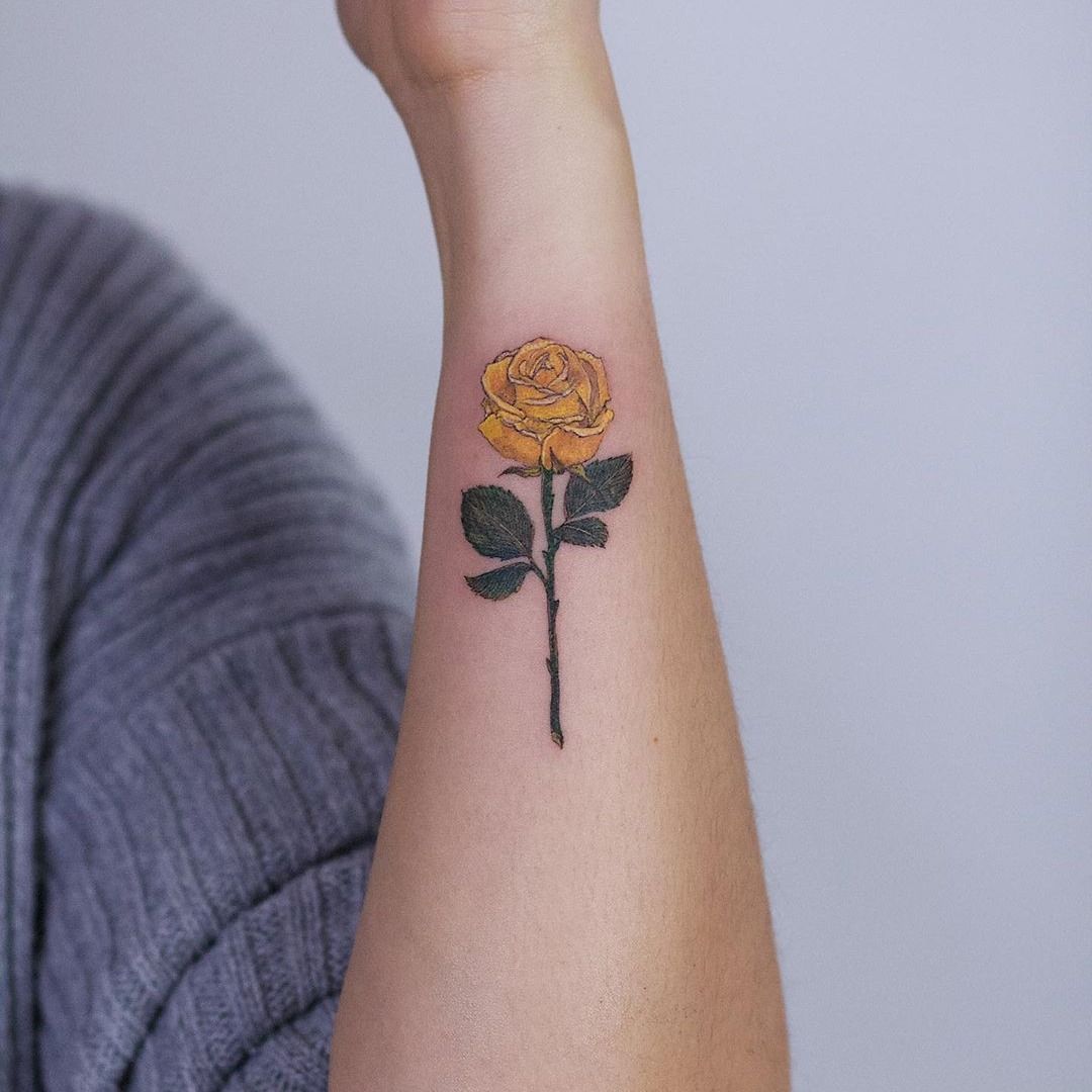 Memorial Yellow Rose Tattoo  Yellow rose tattoos Memorial tattoos Blue rose  tattoos