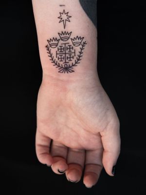 Coptic tattoo by Dan Gilsdorf of Atlas Tattoo #DanGilsdorf #Atlastattoo #copt #copticchristiancross #christian #christiancross #copticcross #religioustattoo