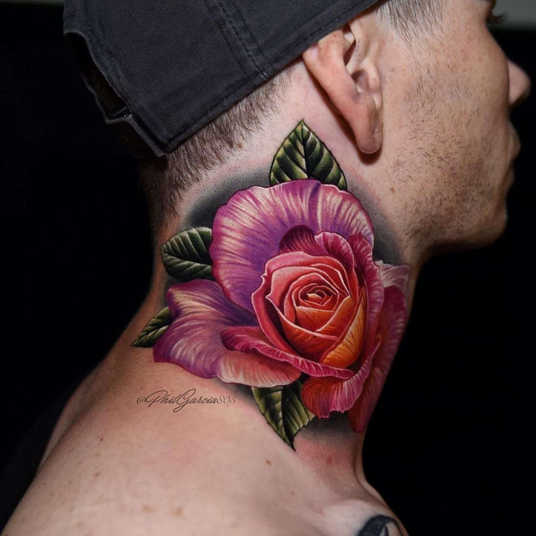 Black and Grey Rose Garden Tattoo