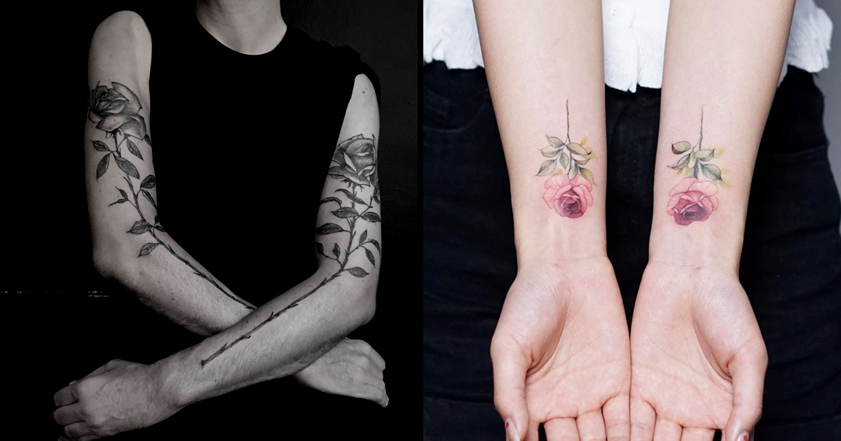 Delicate Flowers Blossom From Inky Black Backgrounds in Esther Garcias  Stylized Botanical Tattoos  Colossal