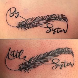 Big Sister Little Sister Tattoo by Witch Hammer Tattoo #WitchHammerTattoo #sistertattoos #sisters #sistertattooidea #familytattoo #siblingtattoo #matchingtattoo #bfftattoo 