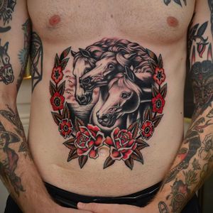 Pharaohs Horses with rose tattoo by Florian Santus #FlorianSantus #rosetattoo #rosetattoos #rosetattooidea #rose #roses #flower #floral #petals #plant #nature #bloom 