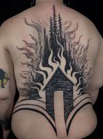 Fire tattoo by Noelle Longhaul #NoelleLonghaul #LaughingLoone #firetattoos #firetattoo #fire #flames