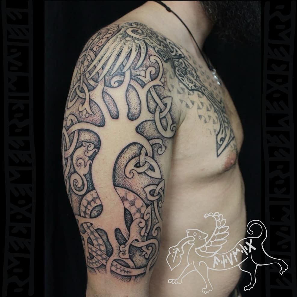 Yggdrasil in Autumn  a tattoo by Northern Black