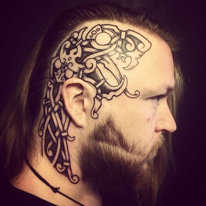 Viking Nord Dragon Warrior Tattoo Stencil Template Design - Tattoo Wizards