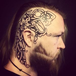 Viking tattoo by Peter Madsen #PeterMadsen #vikingtattoo #viking #norse #norsemythology #norsesymbols #symbols