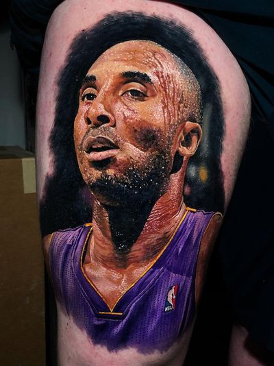 Kobe Bryant tattoo by Steve Butcher #SteveButcher #kobebryanttattoo #kobebryant #Lakers #24 #basketball #sports #memorialtattoo