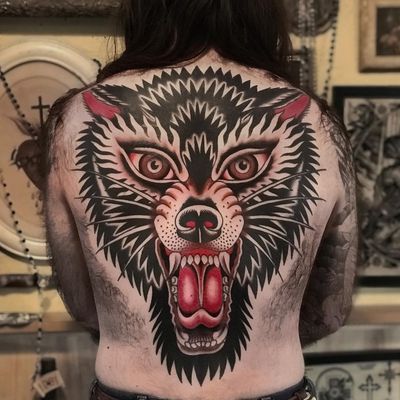 Traditional wolf tattoo by Austin Maples of Idle Hand SF #AustinMaples #IdleHand #wolftattoo #wolftattoos #wolf #animal #nature #wolves 