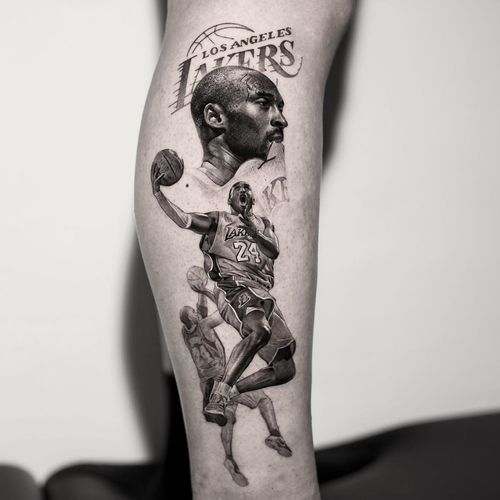 Kobe Bryant tattoo by Bran.D and Inal Bersekov #BranD #InalBersekov #kobebryanttattoo #kobebryant #Lakers #24 #basketball #sports #memorialtattoo