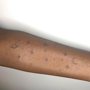 small star tattoos by sorcha beeson tattoo #sorchabeeson #stars #startattoo #constellation #moon #sparkle #saturn #planet 