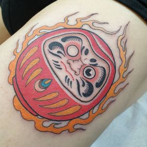Daruma tattoo by Giulia Montanari #GiuliaMontanari #daruma #darumadoll #bodhidharma #japanesetattoos #japanese #irezumi #japanesemythology #mythology 