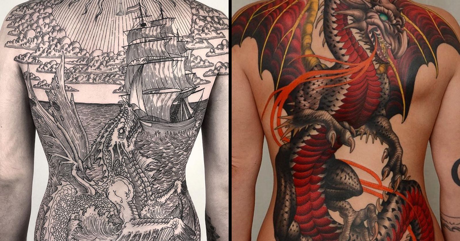 7. Dragon Back Tattoos for Women - wide 1