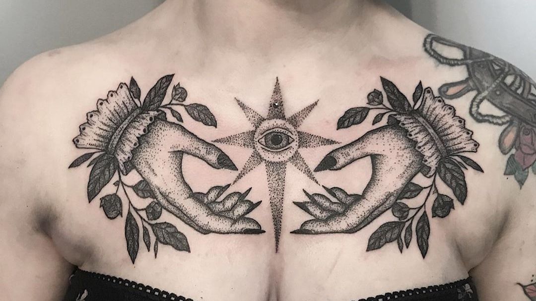 The Eye of Providence chest  shoulders tattoo by Jesse Rix  rtattoo