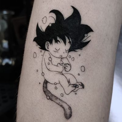 Baby Goku tattoo by Yokai Hermit #YokaiHermit #goku #anime #manga #tvshow #dragonballz #illustrative #blackwork