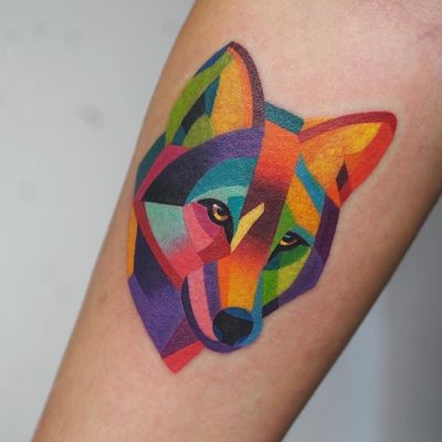 Wolf tattoo by Sasha Unisex #SashaUnisex #wolftattoo #wolftattoos #wolf #animal #nature #wolves 