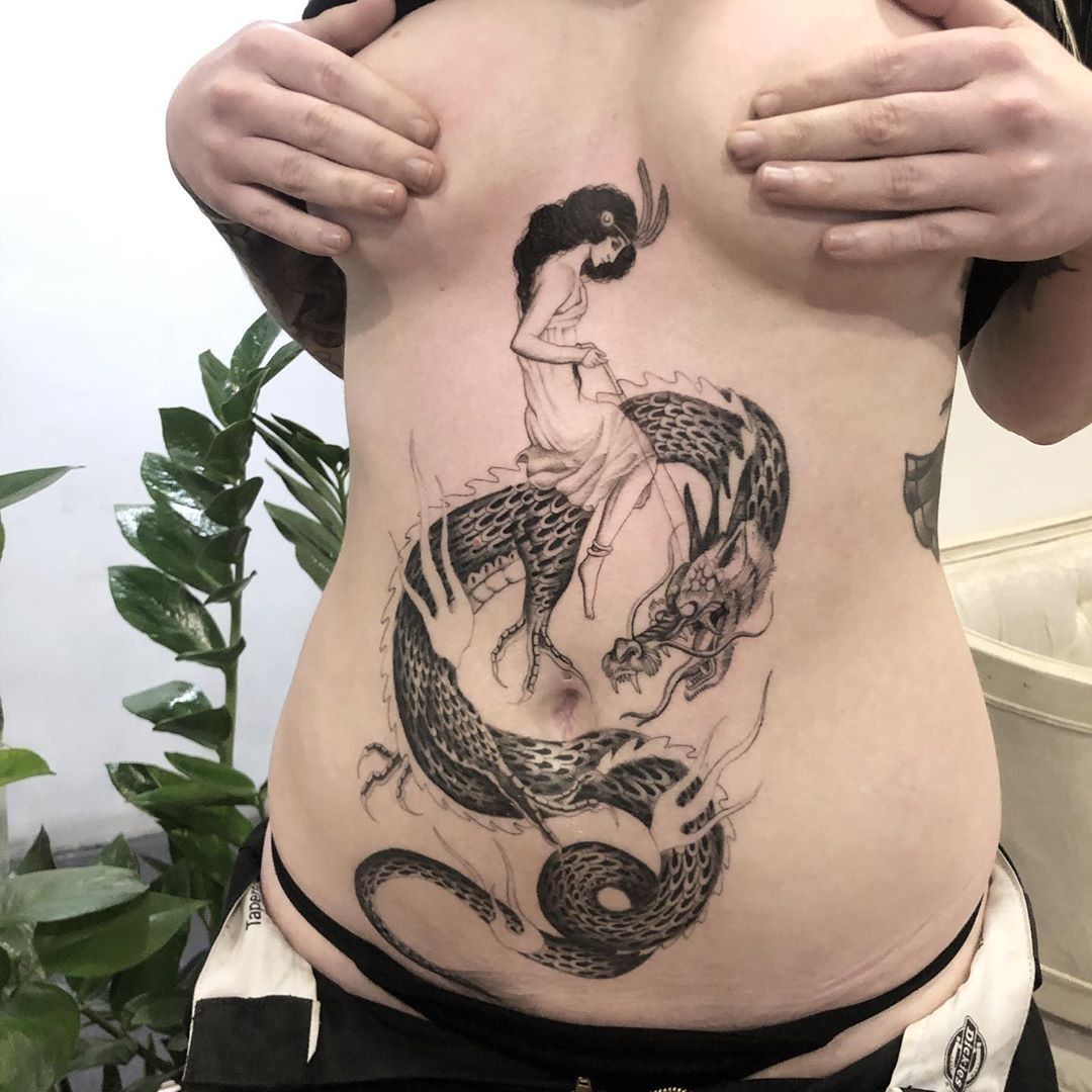 24 Dragon Tattoos On Stomach
